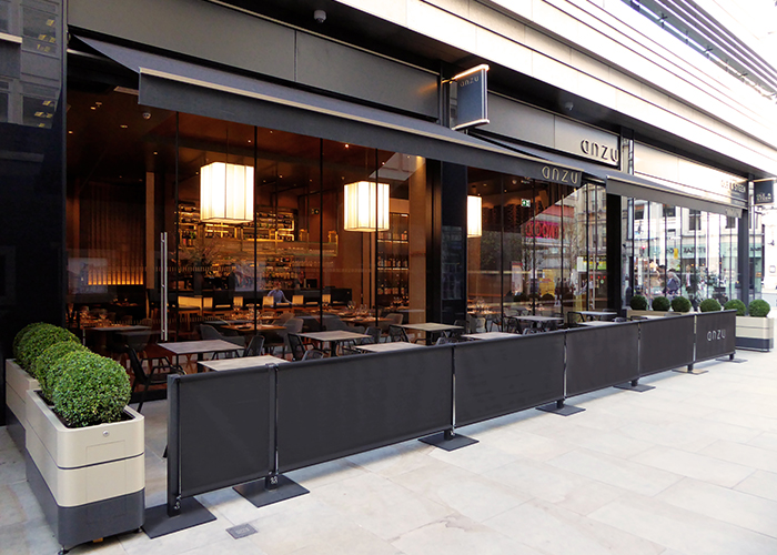 Wallstreet Fabric Barriers for Anzu Restaurant, St James's Market